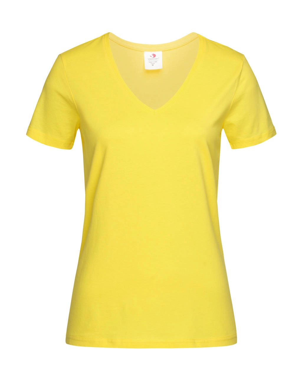 Classic-T V-Neck Women zum Besticken und Bedrucken in der Farbe Yellow mit Ihren Logo, Schriftzug oder Motiv.