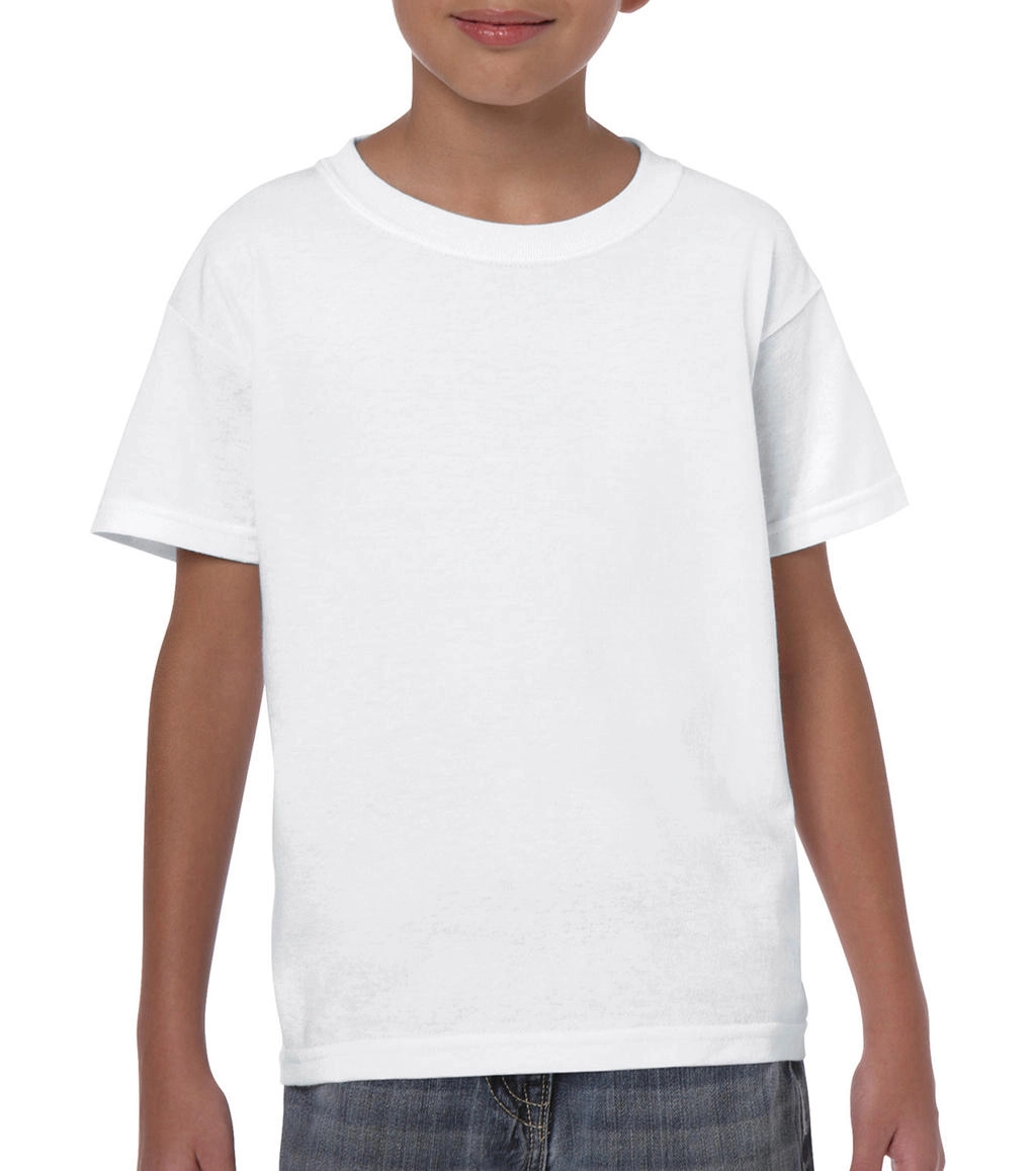 Heavy Cotton Youth T-Shirt zum Besticken und Bedrucken in der Farbe White mit Ihren Logo, Schriftzug oder Motiv.