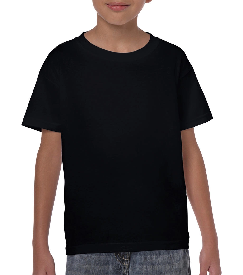 Heavy Cotton Youth T-Shirt zum Besticken und Bedrucken in der Farbe Black mit Ihren Logo, Schriftzug oder Motiv.
