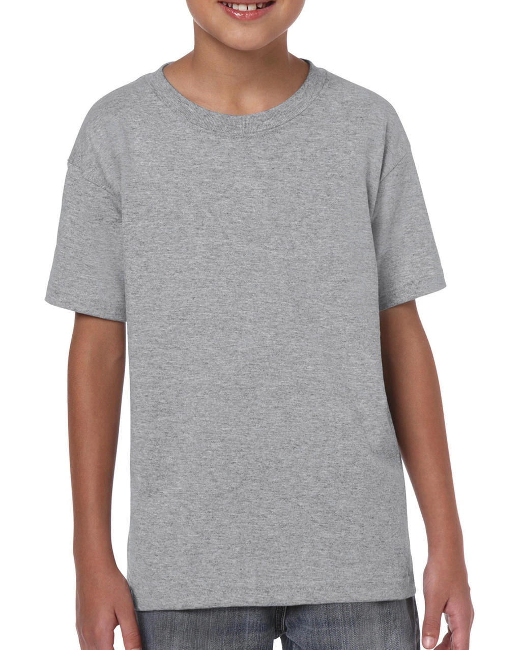 Heavy Cotton Youth T-Shirt zum Besticken und Bedrucken in der Farbe Sport Grey mit Ihren Logo, Schriftzug oder Motiv.