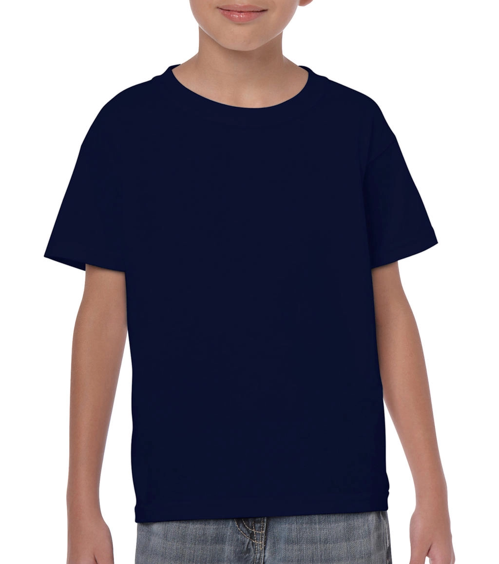 Heavy Cotton Youth T-Shirt zum Besticken und Bedrucken in der Farbe Navy mit Ihren Logo, Schriftzug oder Motiv.
