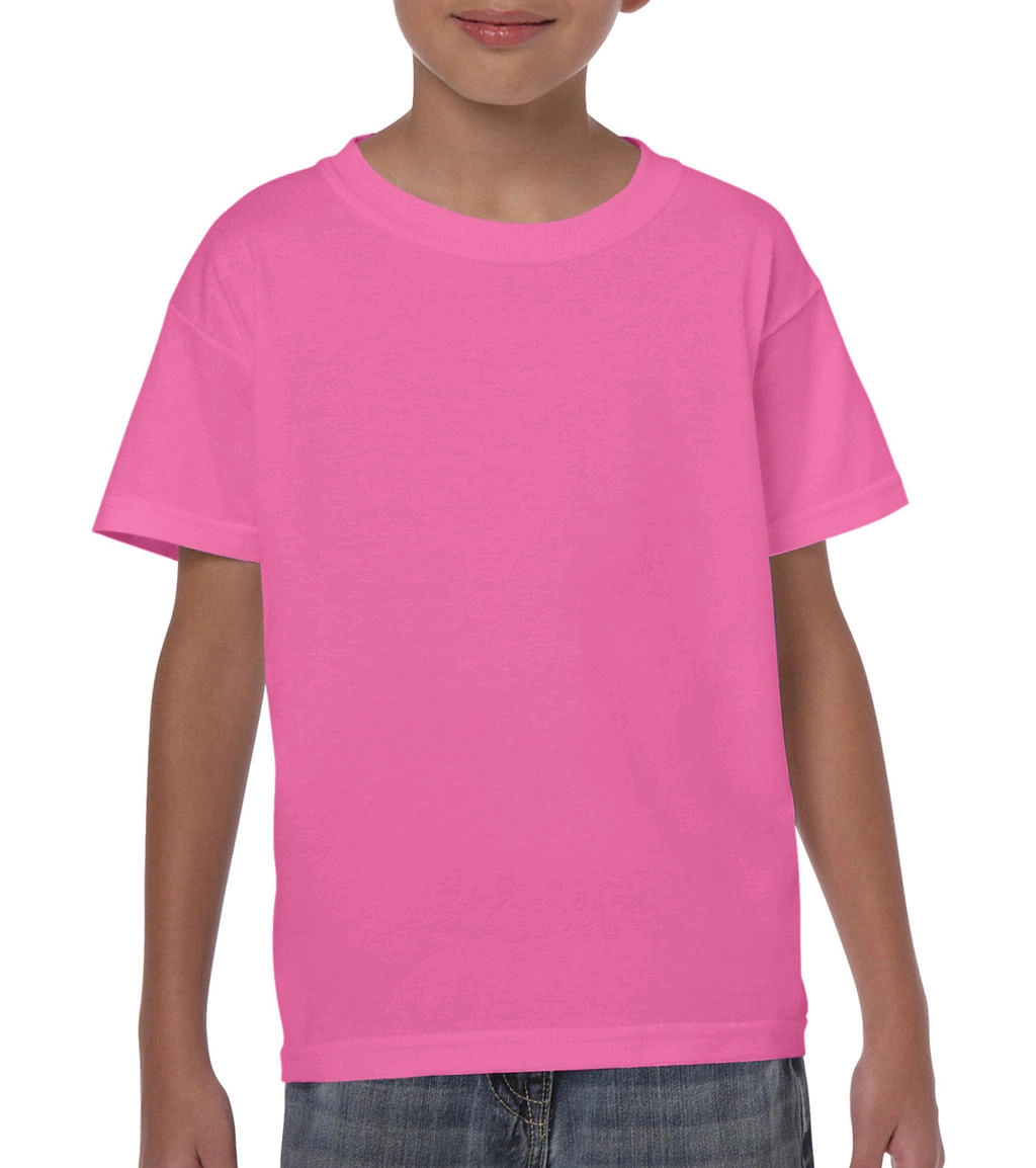 Heavy Cotton Youth T-Shirt zum Besticken und Bedrucken in der Farbe Azalea mit Ihren Logo, Schriftzug oder Motiv.