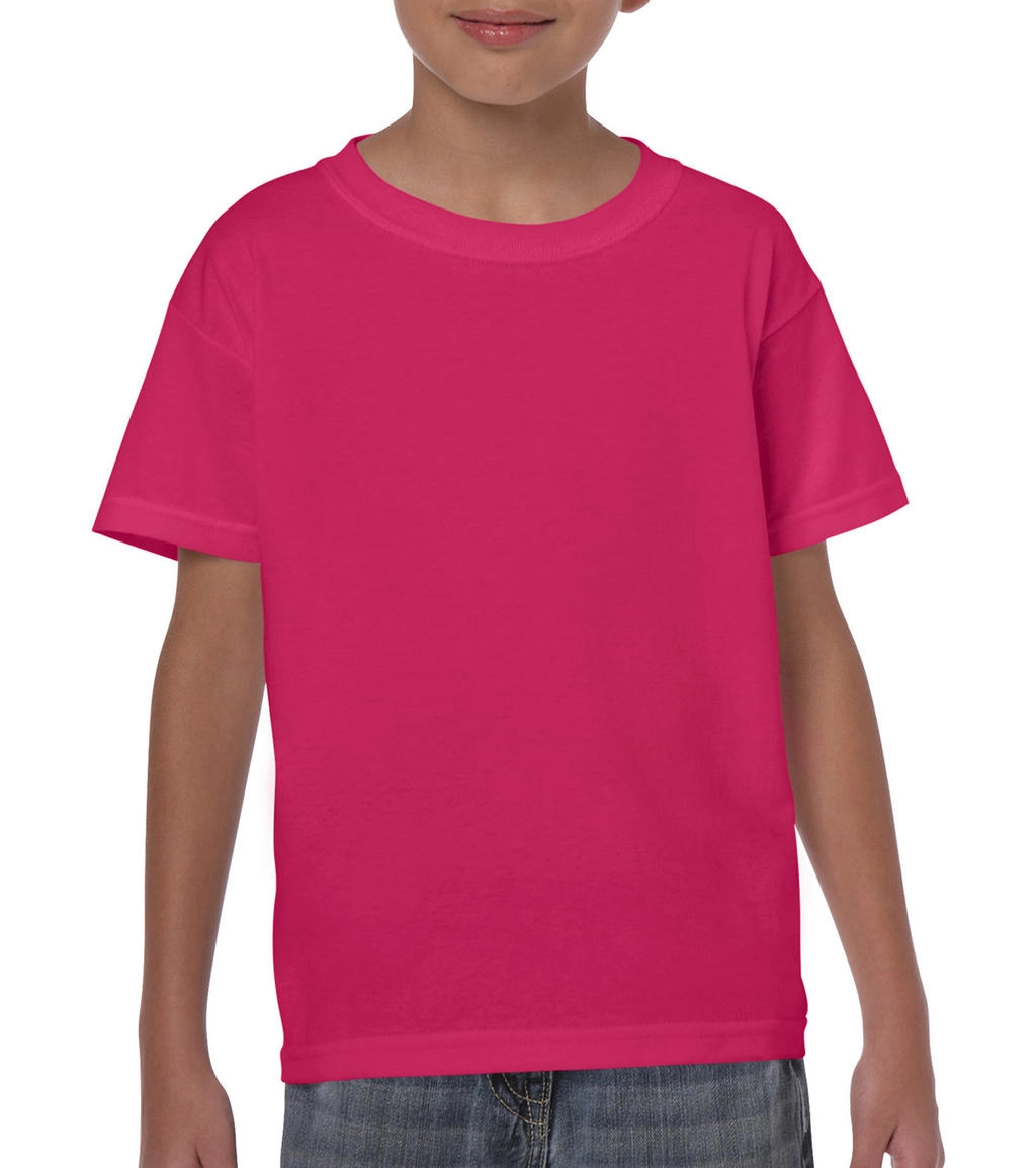 Heavy Cotton Youth T-Shirt zum Besticken und Bedrucken in der Farbe Heliconia mit Ihren Logo, Schriftzug oder Motiv.