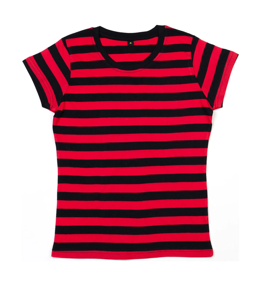 Women`s Stripy T zum Besticken und Bedrucken in der Farbe Black/Red mit Ihren Logo, Schriftzug oder Motiv.