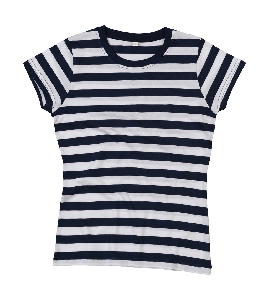 Women`s Stripy T zum Besticken und Bedrucken in der Farbe Navy/White mit Ihren Logo, Schriftzug oder Motiv.