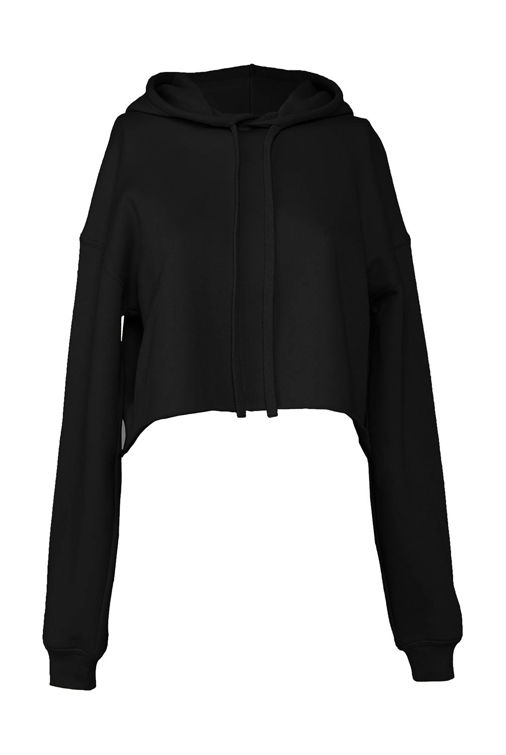 Women`s Cropped Fleece Hoodie zum Besticken und Bedrucken in der Farbe Black mit Ihren Logo, Schriftzug oder Motiv.