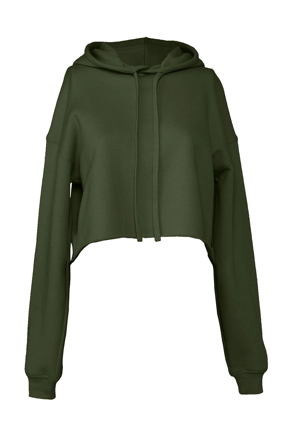 Women`s Cropped Fleece Hoodie zum Besticken und Bedrucken in der Farbe Military Green mit Ihren Logo, Schriftzug oder Motiv.