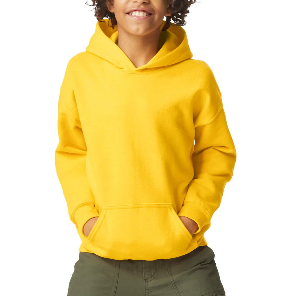 Softstyle Midweight Fleece Youth Hoodie zum Besticken und Bedrucken in der Farbe Daisy mit Ihren Logo, Schriftzug oder Motiv.