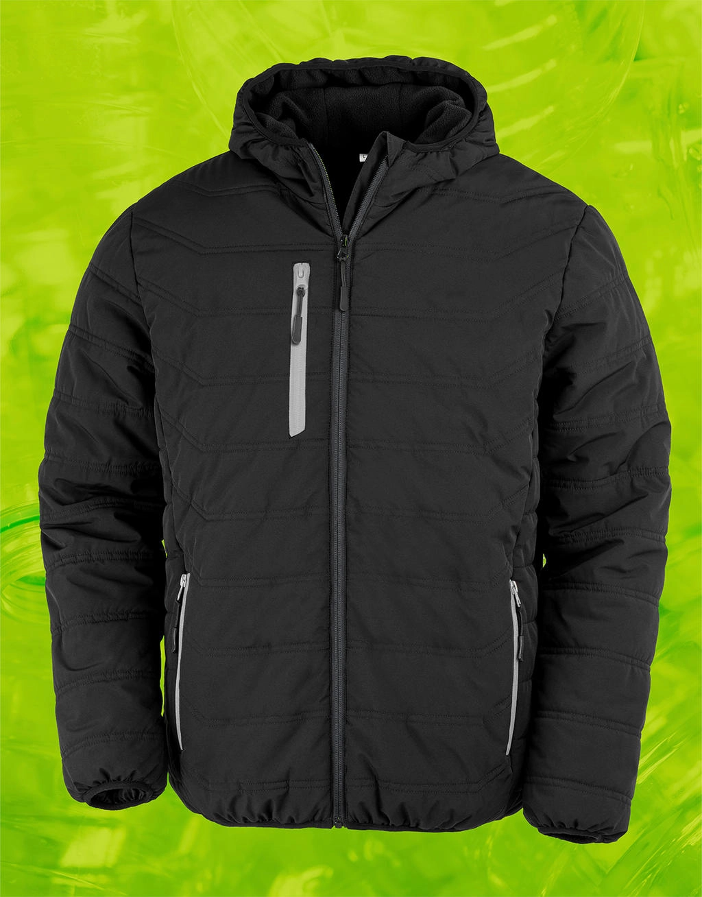 Black Compass Padded Winter Jacket zum Besticken und Bedrucken in der Farbe Black/Grey mit Ihren Logo, Schriftzug oder Motiv.