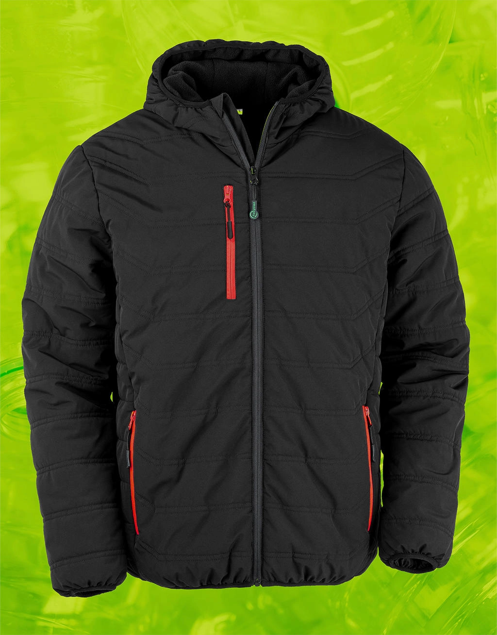 Black Compass Padded Winter Jacket zum Besticken und Bedrucken in der Farbe Black/Red mit Ihren Logo, Schriftzug oder Motiv.