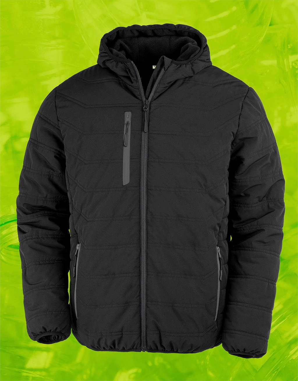 Black Compass Padded Winter Jacket zum Besticken und Bedrucken in der Farbe Black/Black mit Ihren Logo, Schriftzug oder Motiv.