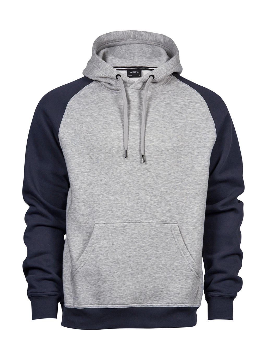 Two-Tone Hooded Sweatshirt zum Besticken und Bedrucken in der Farbe Heather/Navy mit Ihren Logo, Schriftzug oder Motiv.