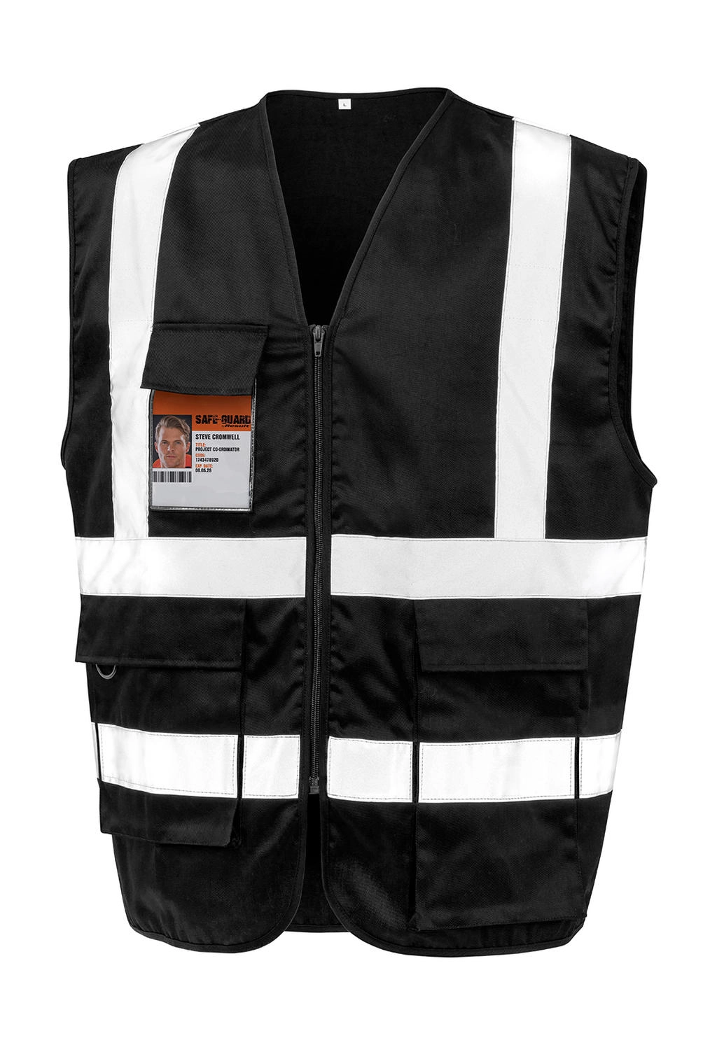 Heavy Duty Polycotton Security Vest zum Besticken und Bedrucken in der Farbe Black mit Ihren Logo, Schriftzug oder Motiv.