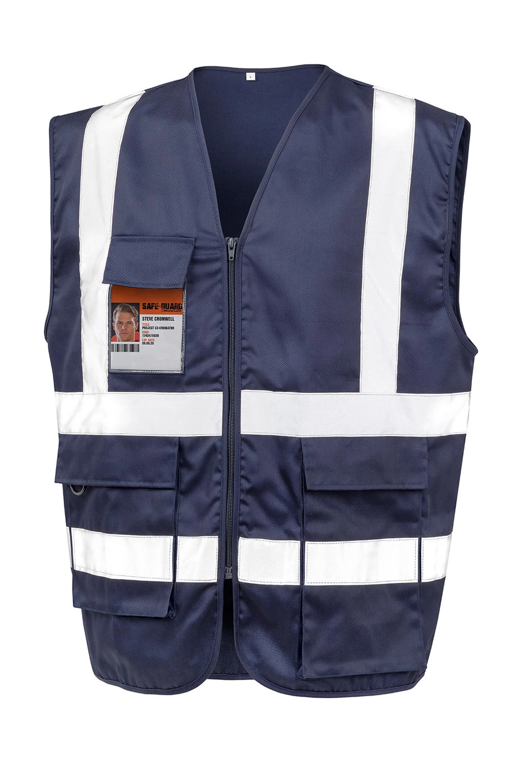 Heavy Duty Polycotton Security Vest zum Besticken und Bedrucken in der Farbe Navy mit Ihren Logo, Schriftzug oder Motiv.