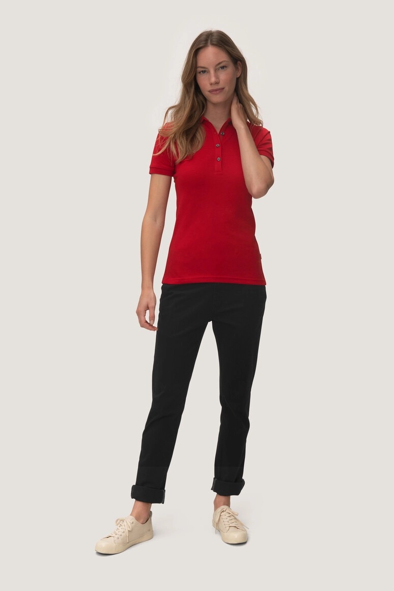 HAKRO Cotton Tec® Damen Poloshirt zum Besticken und Bedrucken in der Farbe Rot mit Ihren Logo, Schriftzug oder Motiv.