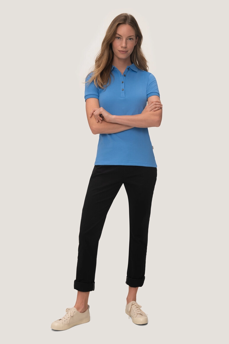 HAKRO Cotton Tec® Damen Poloshirt zum Besticken und Bedrucken in der Farbe Malibublau mit Ihren Logo, Schriftzug oder Motiv.