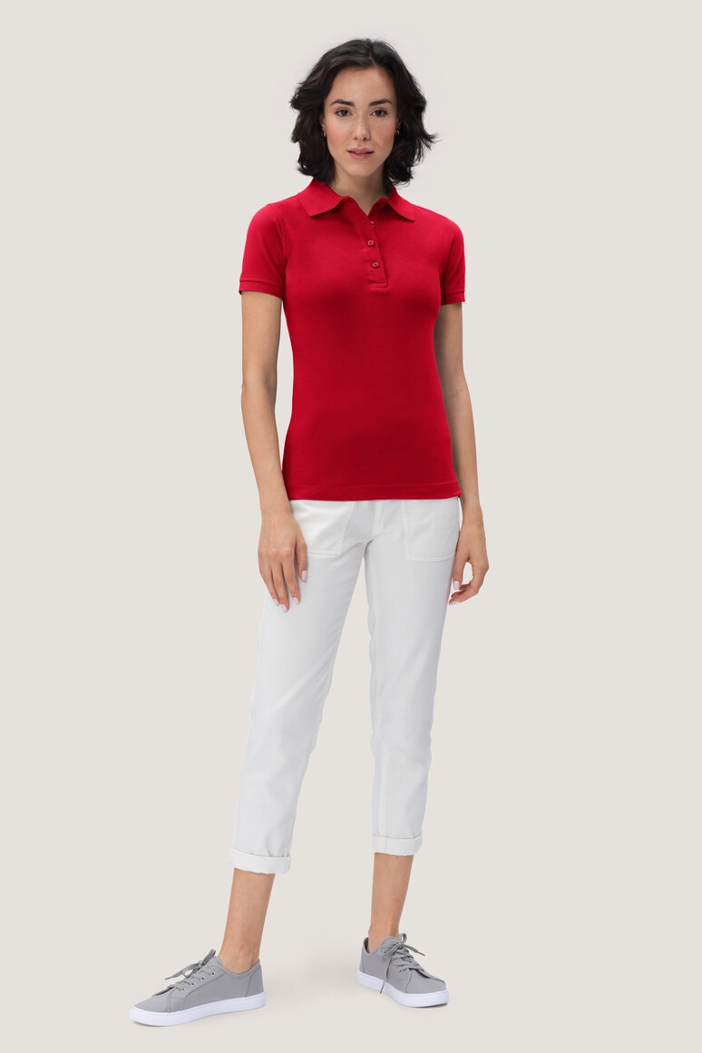 HAKRO Damen Poloshirt Mikralinar® zum Besticken und Bedrucken in der Farbe Rot mit Ihren Logo, Schriftzug oder Motiv.