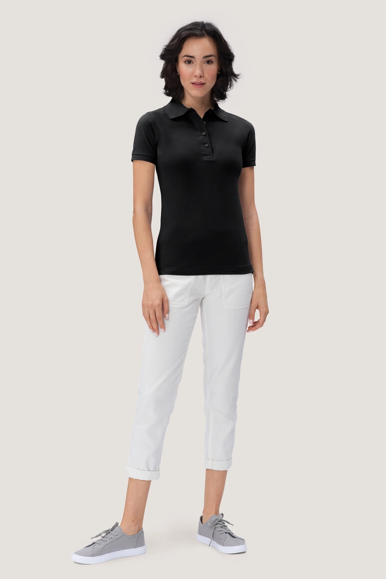 HAKRO Damen Poloshirt Mikralinar® zum Besticken und Bedrucken in der Farbe Schwarz mit Ihren Logo, Schriftzug oder Motiv.