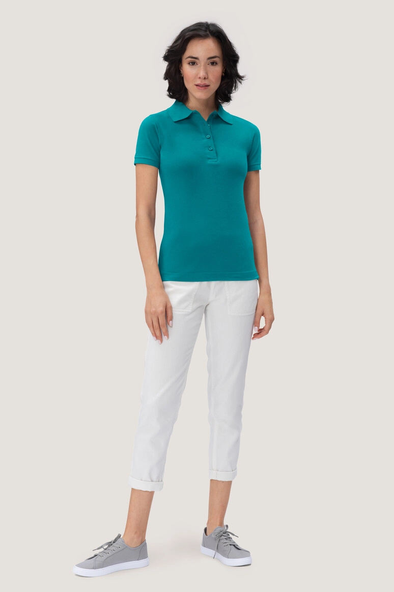 HAKRO Damen Poloshirt Mikralinar® zum Besticken und Bedrucken in der Farbe Smaragd mit Ihren Logo, Schriftzug oder Motiv.