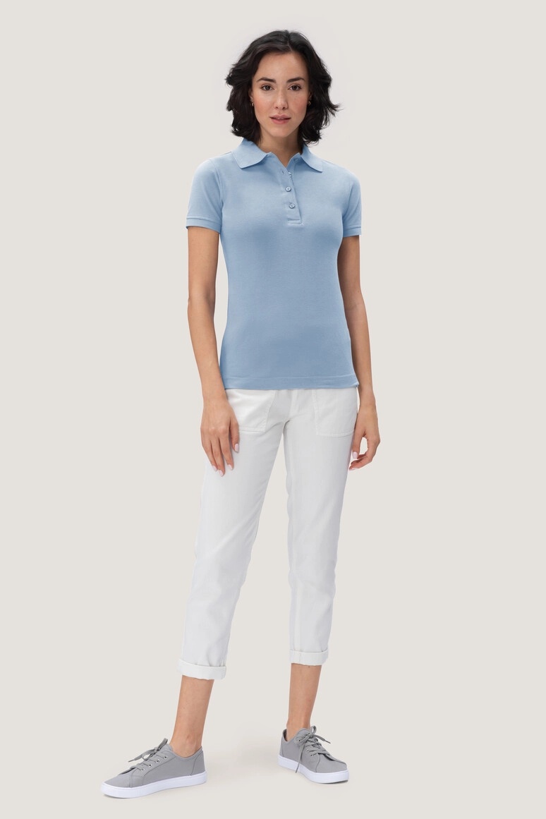 HAKRO Damen Poloshirt Mikralinar® zum Besticken und Bedrucken in der Farbe Eisblau mit Ihren Logo, Schriftzug oder Motiv.