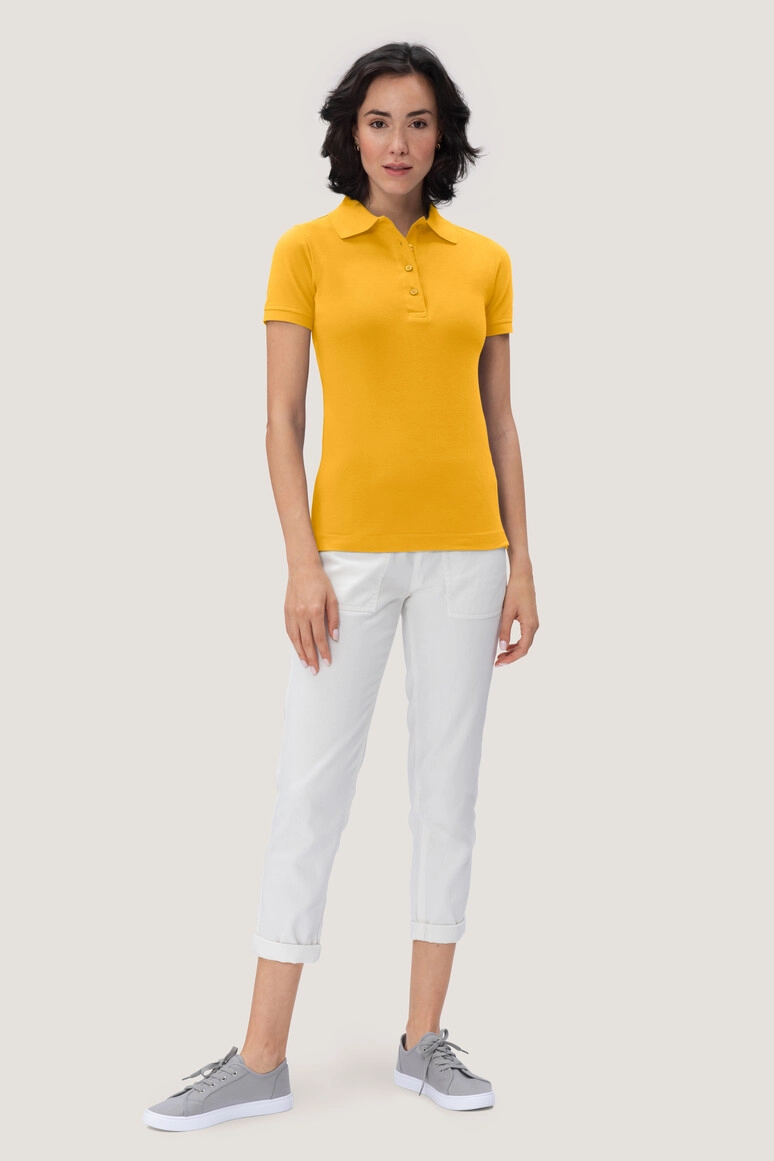 HAKRO Damen Poloshirt Mikralinar® zum Besticken und Bedrucken in der Farbe Sonne mit Ihren Logo, Schriftzug oder Motiv.