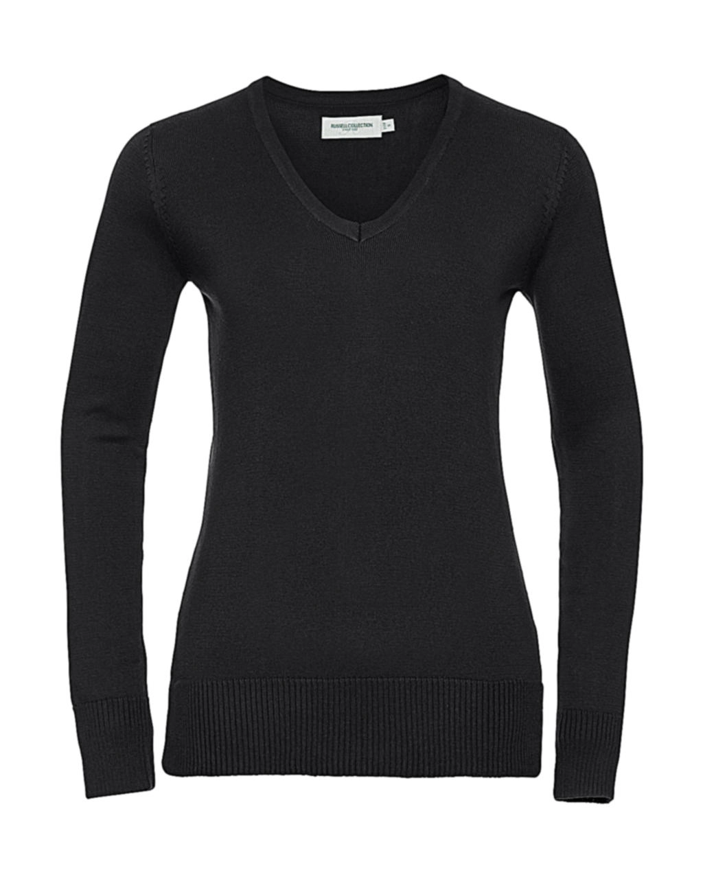 Ladies’ V-Neck Knitted Pullover zum Besticken und Bedrucken in der Farbe Black mit Ihren Logo, Schriftzug oder Motiv.