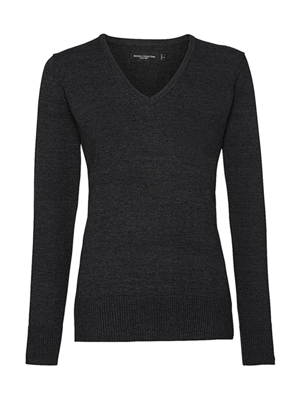 Ladies’ V-Neck Knitted Pullover zum Besticken und Bedrucken in der Farbe Charcoal Marl mit Ihren Logo, Schriftzug oder Motiv.