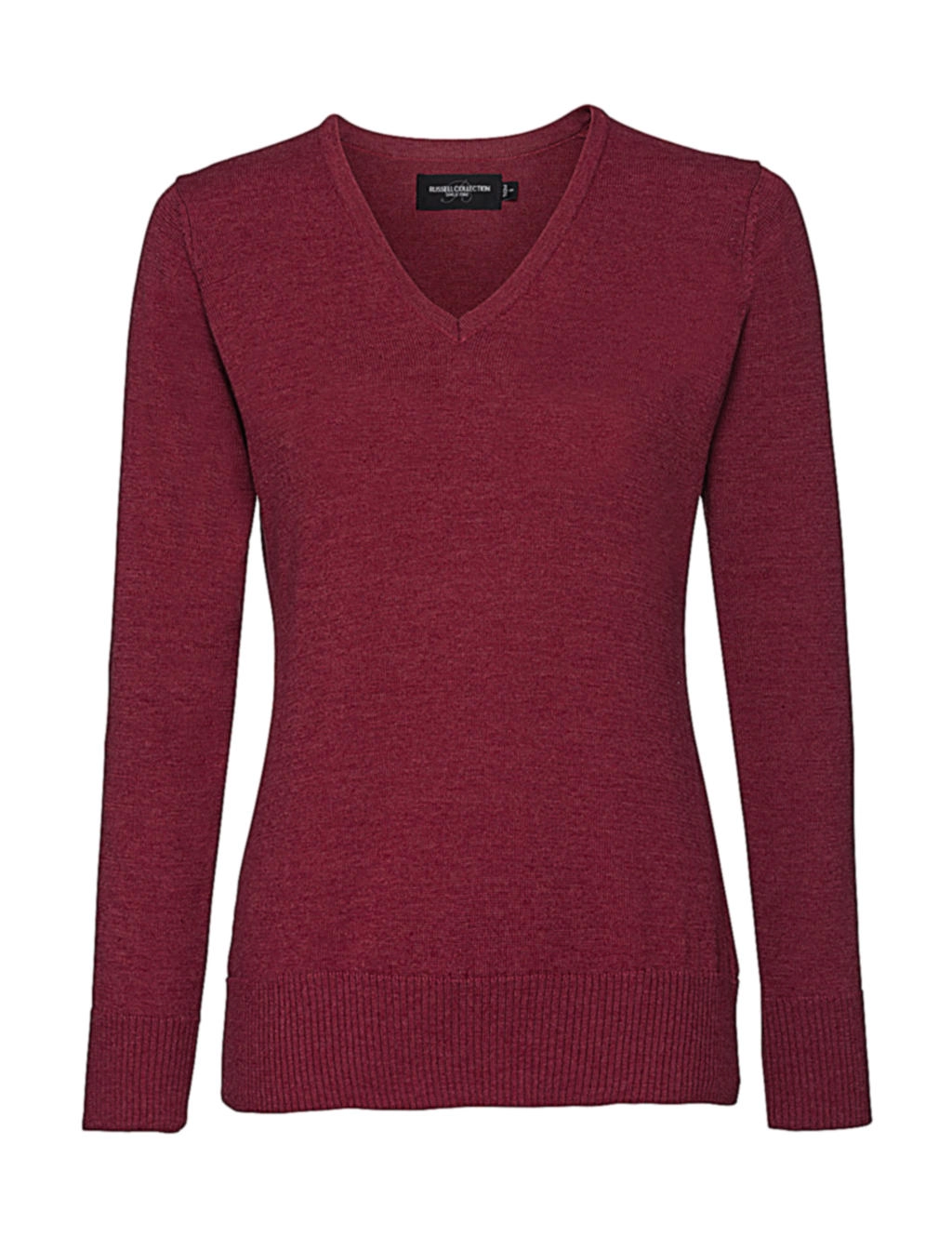 Ladies’ V-Neck Knitted Pullover zum Besticken und Bedrucken in der Farbe Cranberry Marl mit Ihren Logo, Schriftzug oder Motiv.