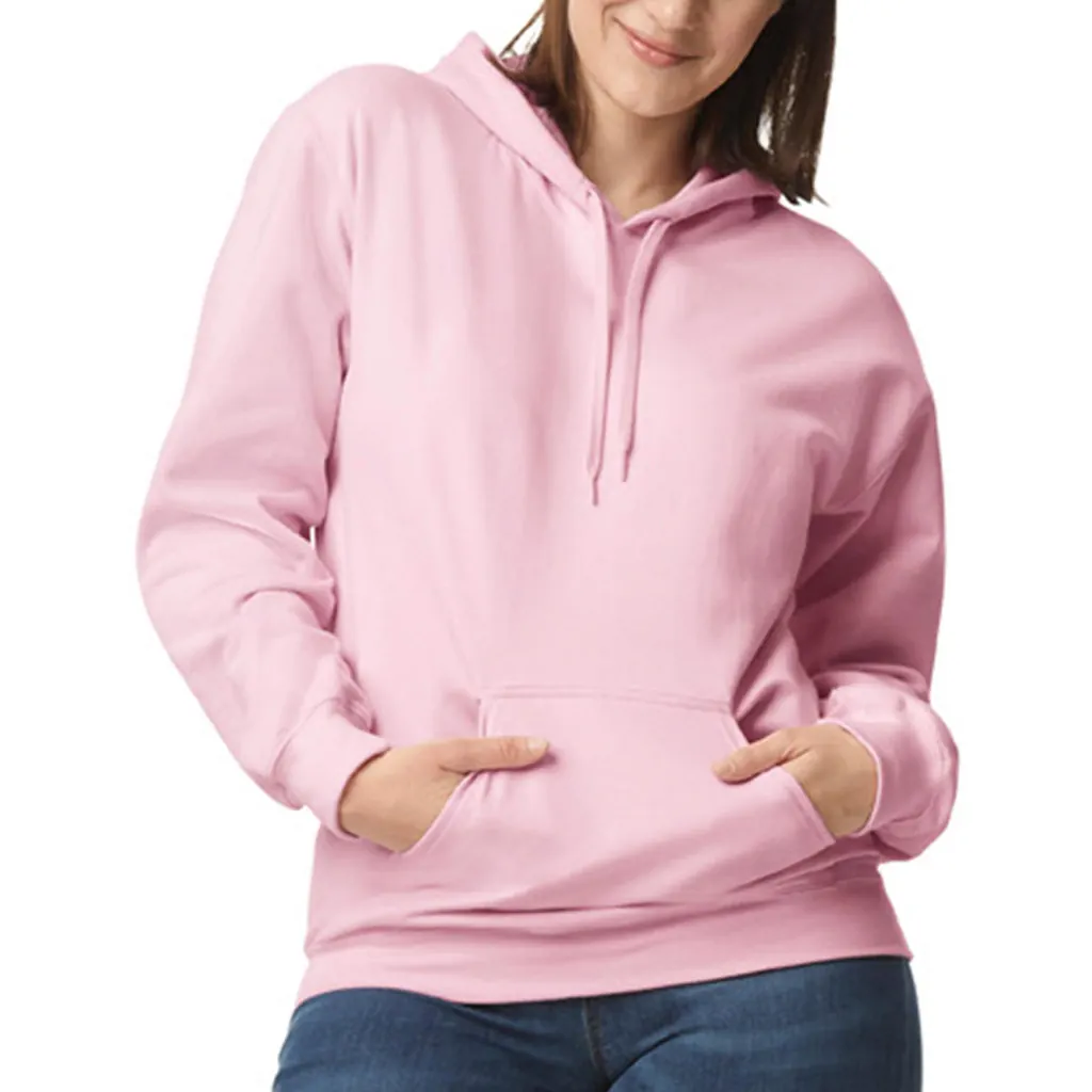 Softstyle Midweight Fleece Adult Hoodie zum Besticken und Bedrucken in der Farbe Light Pink mit Ihren Logo, Schriftzug oder Motiv.