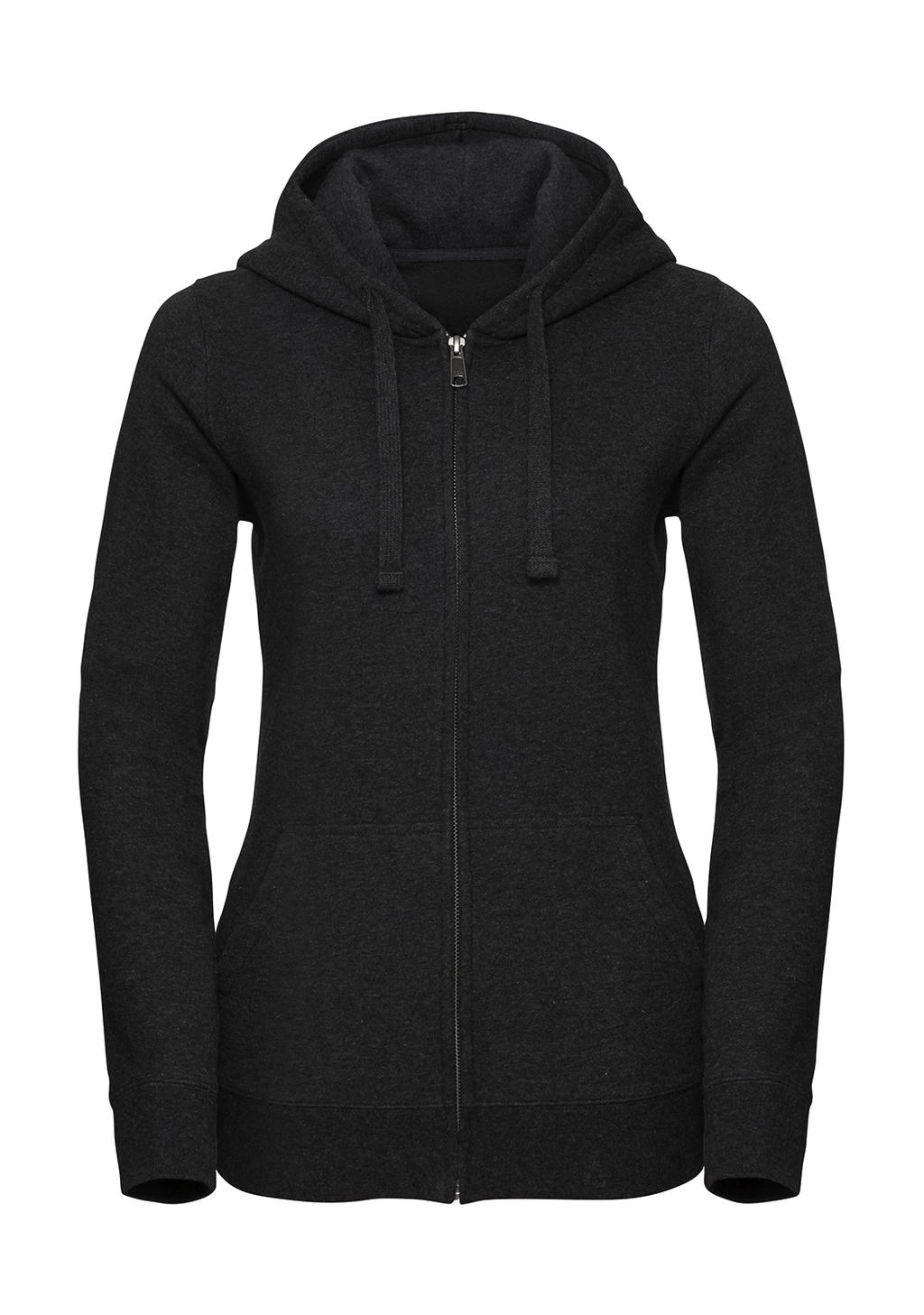 Ladies` Authentic Melange Zipped Hood Sweat zum Besticken und Bedrucken in der Farbe Charcoal Melange mit Ihren Logo, Schriftzug oder Motiv.