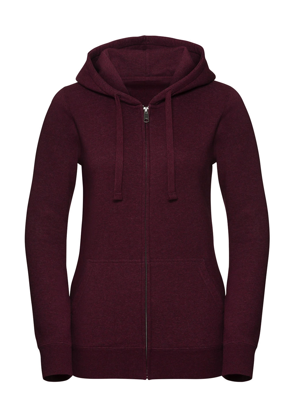 Ladies` Authentic Melange Zipped Hood Sweat zum Besticken und Bedrucken in der Farbe Burgundy Melange mit Ihren Logo, Schriftzug oder Motiv.