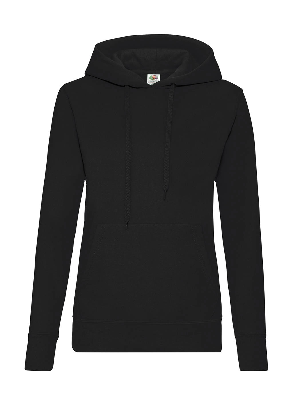 Ladies` Classic Hooded Sweat zum Besticken und Bedrucken in der Farbe Black mit Ihren Logo, Schriftzug oder Motiv.