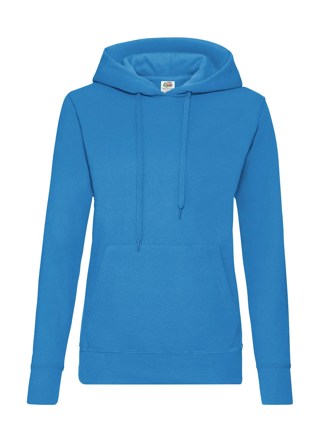 Ladies` Classic Hooded Sweat zum Besticken und Bedrucken in der Farbe Azure Blue mit Ihren Logo, Schriftzug oder Motiv.