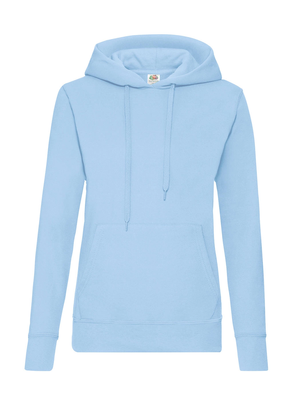 Ladies` Classic Hooded Sweat zum Besticken und Bedrucken in der Farbe Sky Blue mit Ihren Logo, Schriftzug oder Motiv.
