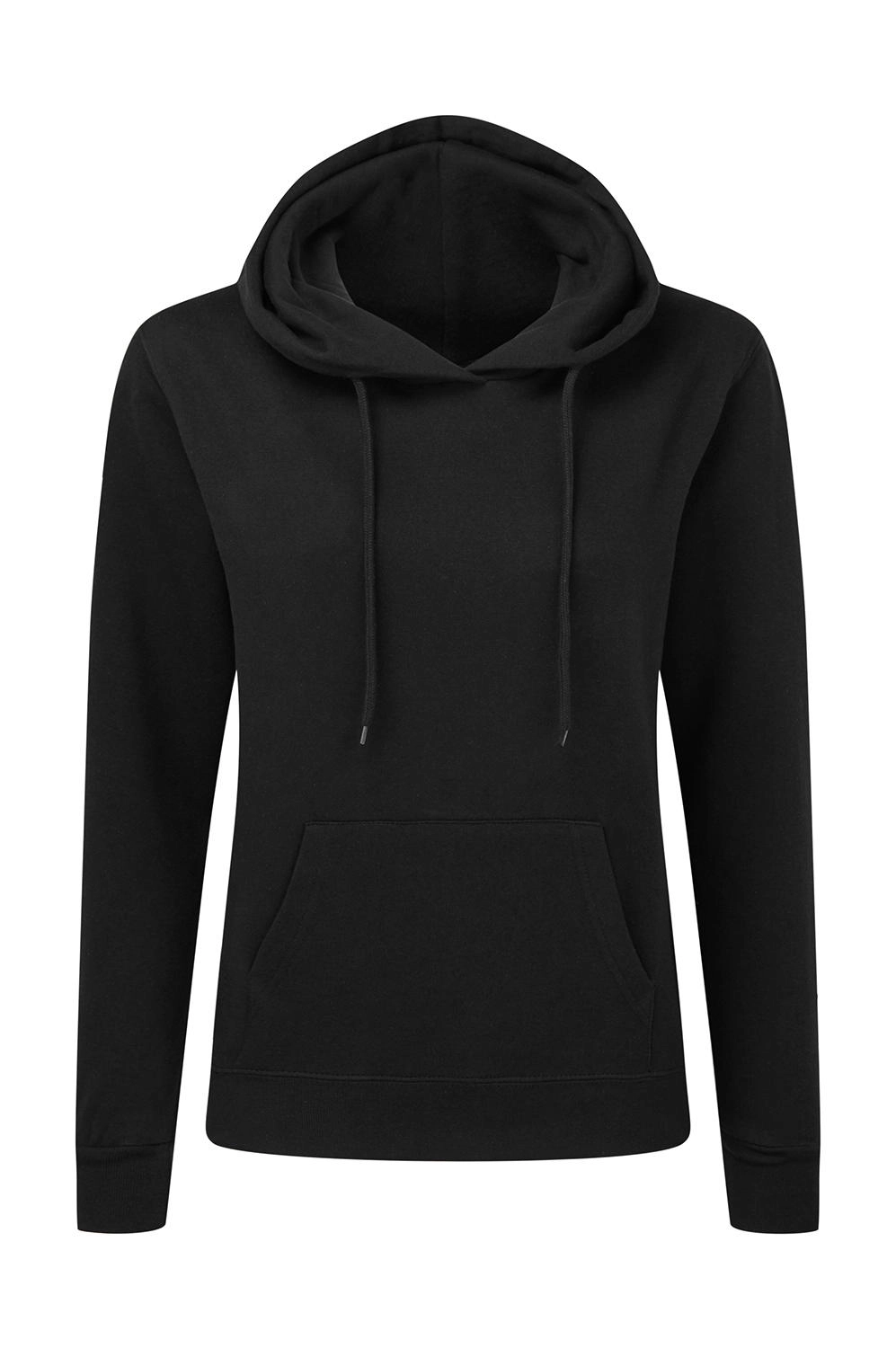 Hooded Sweatshirt Women zum Besticken und Bedrucken in der Farbe Dark Black mit Ihren Logo, Schriftzug oder Motiv.