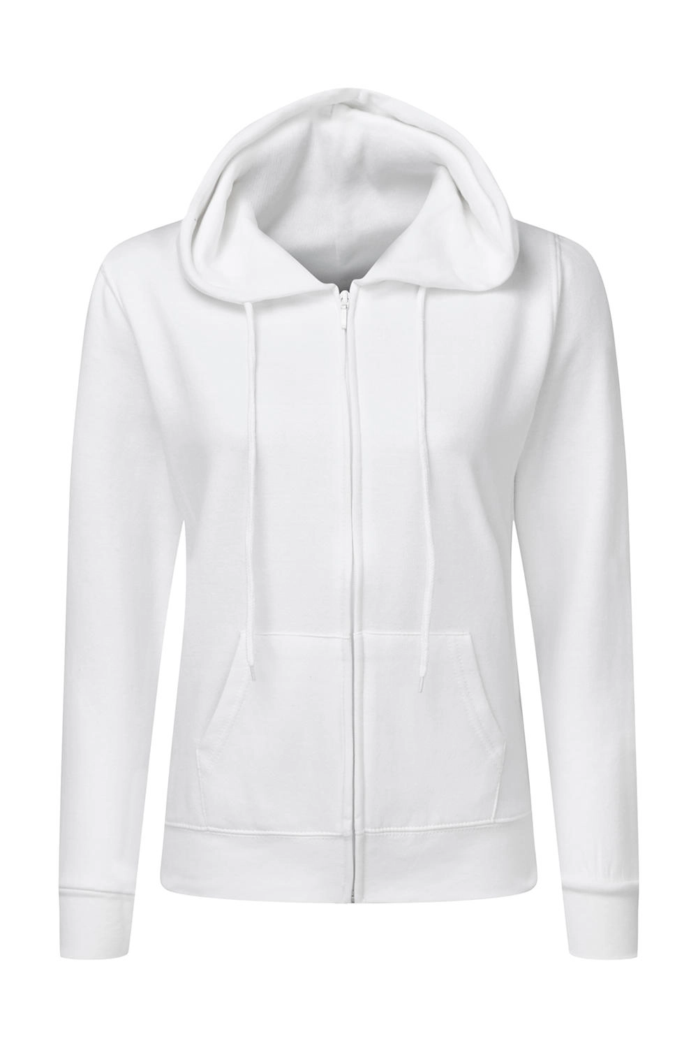 Hooded Full Zip Women zum Besticken und Bedrucken in der Farbe White mit Ihren Logo, Schriftzug oder Motiv.
