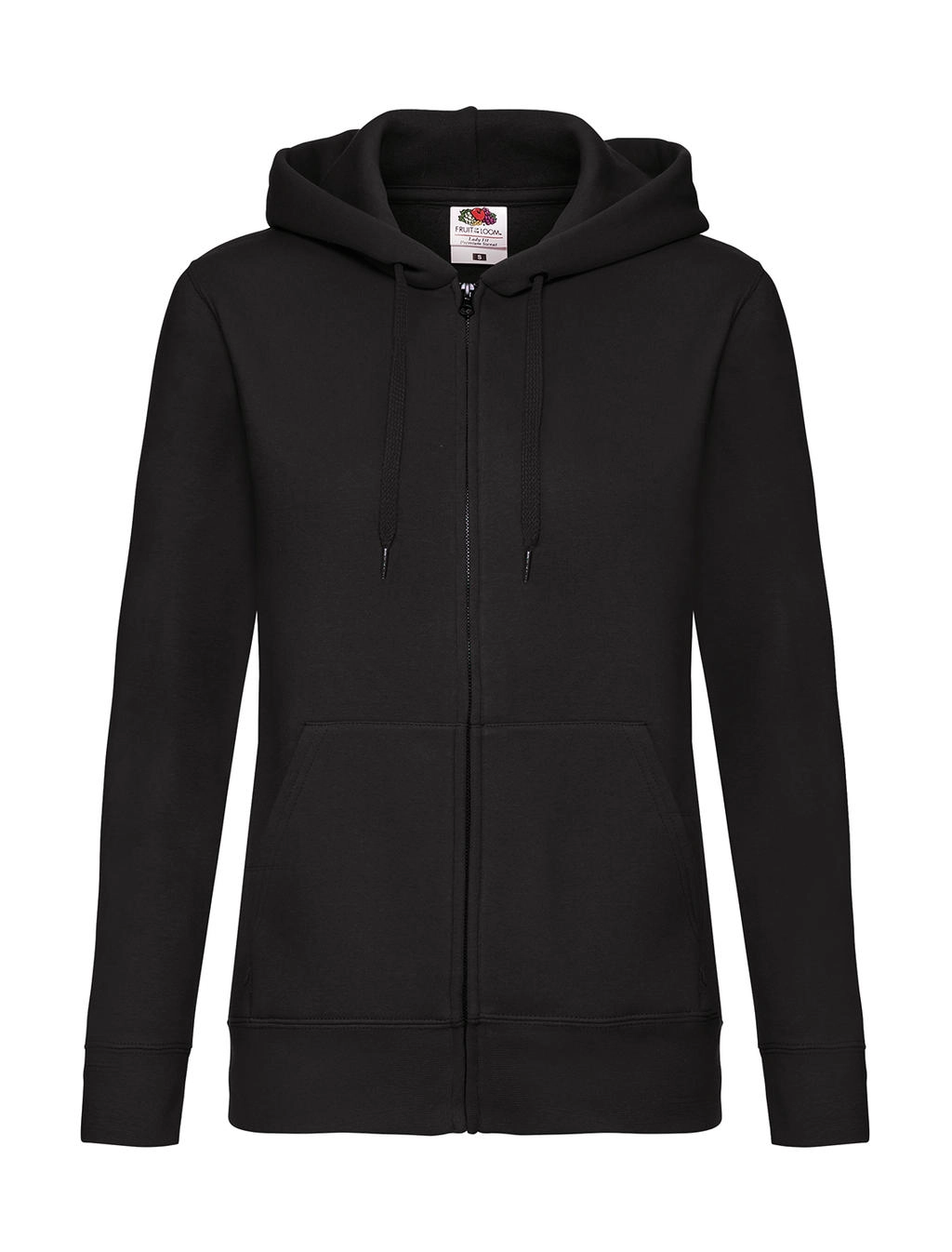 Premium Hooded Sweat Jacket Lady-Fit zum Besticken und Bedrucken in der Farbe Black mit Ihren Logo, Schriftzug oder Motiv.