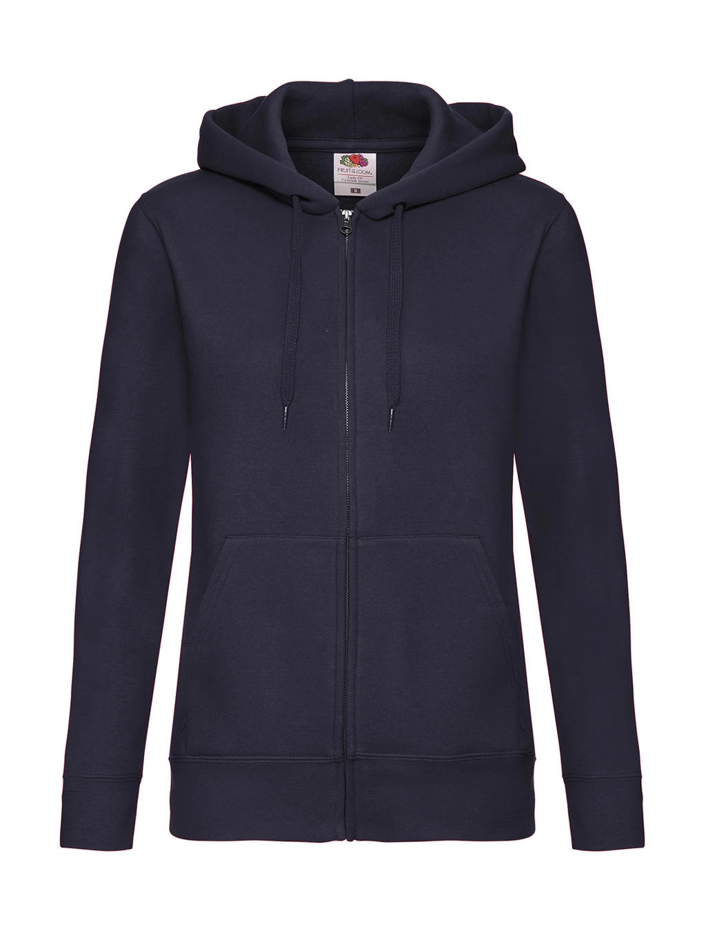 Premium Hooded Sweat Jacket Lady-Fit zum Besticken und Bedrucken in der Farbe Deep Navy mit Ihren Logo, Schriftzug oder Motiv.