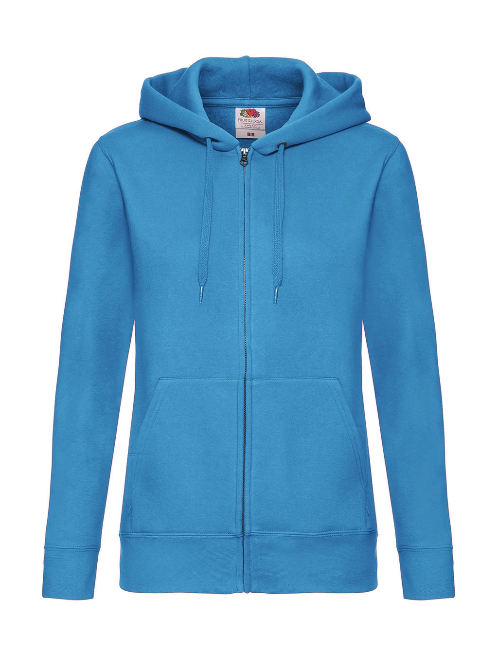 Premium Hooded Sweat Jacket Lady-Fit zum Besticken und Bedrucken in der Farbe Azure Blue mit Ihren Logo, Schriftzug oder Motiv.