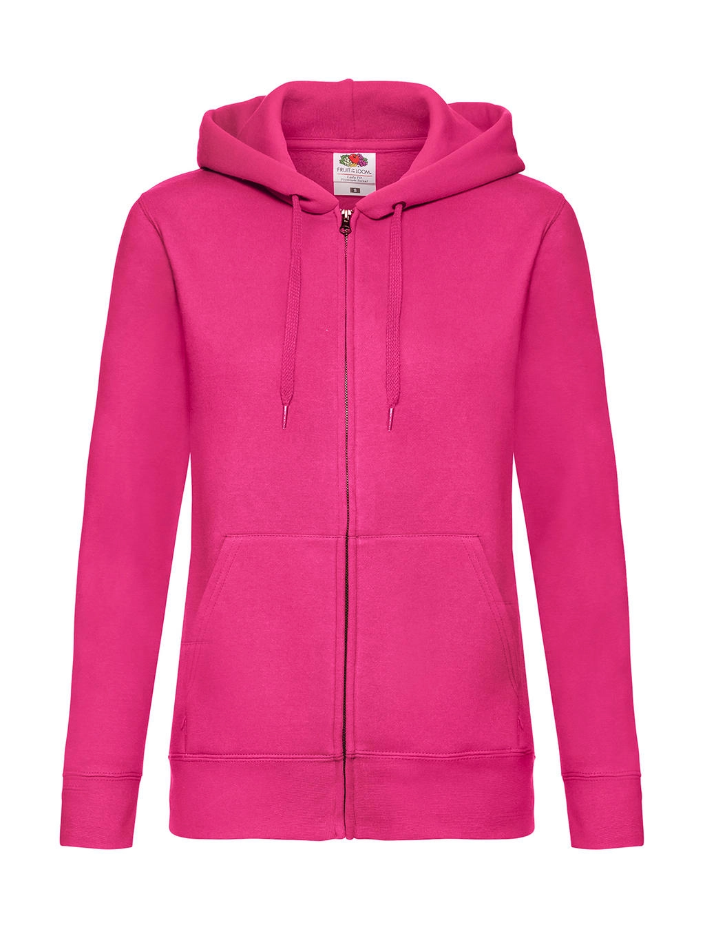 Premium Hooded Sweat Jacket Lady-Fit zum Besticken und Bedrucken in der Farbe Fuchsia mit Ihren Logo, Schriftzug oder Motiv.