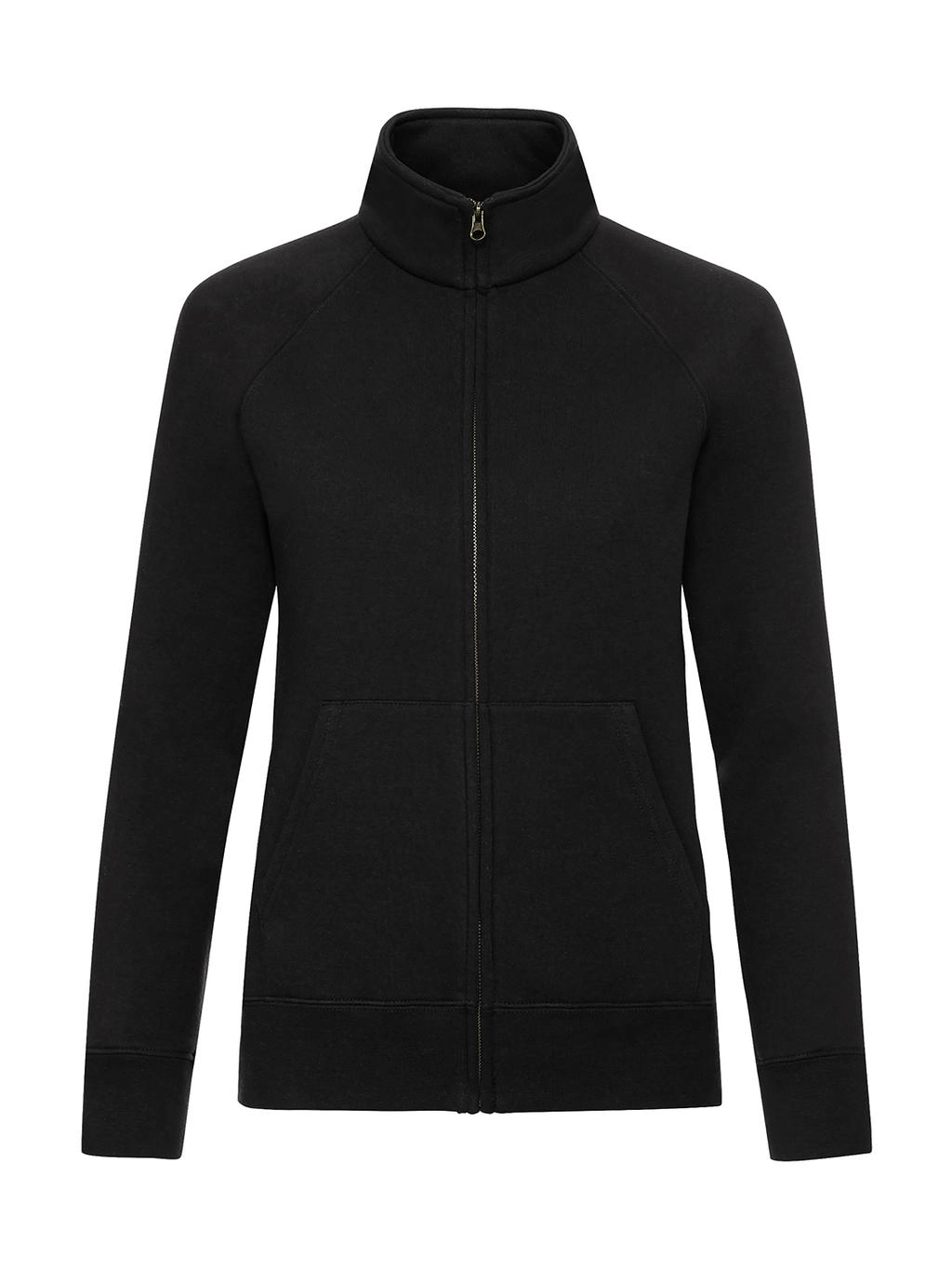 Ladies` Premium Sweat Jacket zum Besticken und Bedrucken in der Farbe Black mit Ihren Logo, Schriftzug oder Motiv.