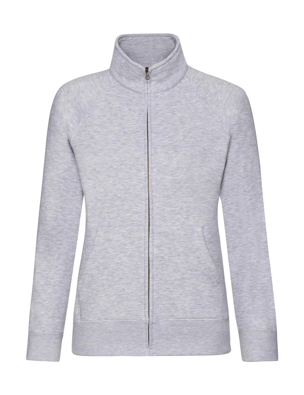 Ladies` Premium Sweat Jacket zum Besticken und Bedrucken in der Farbe Heather Grey mit Ihren Logo, Schriftzug oder Motiv.