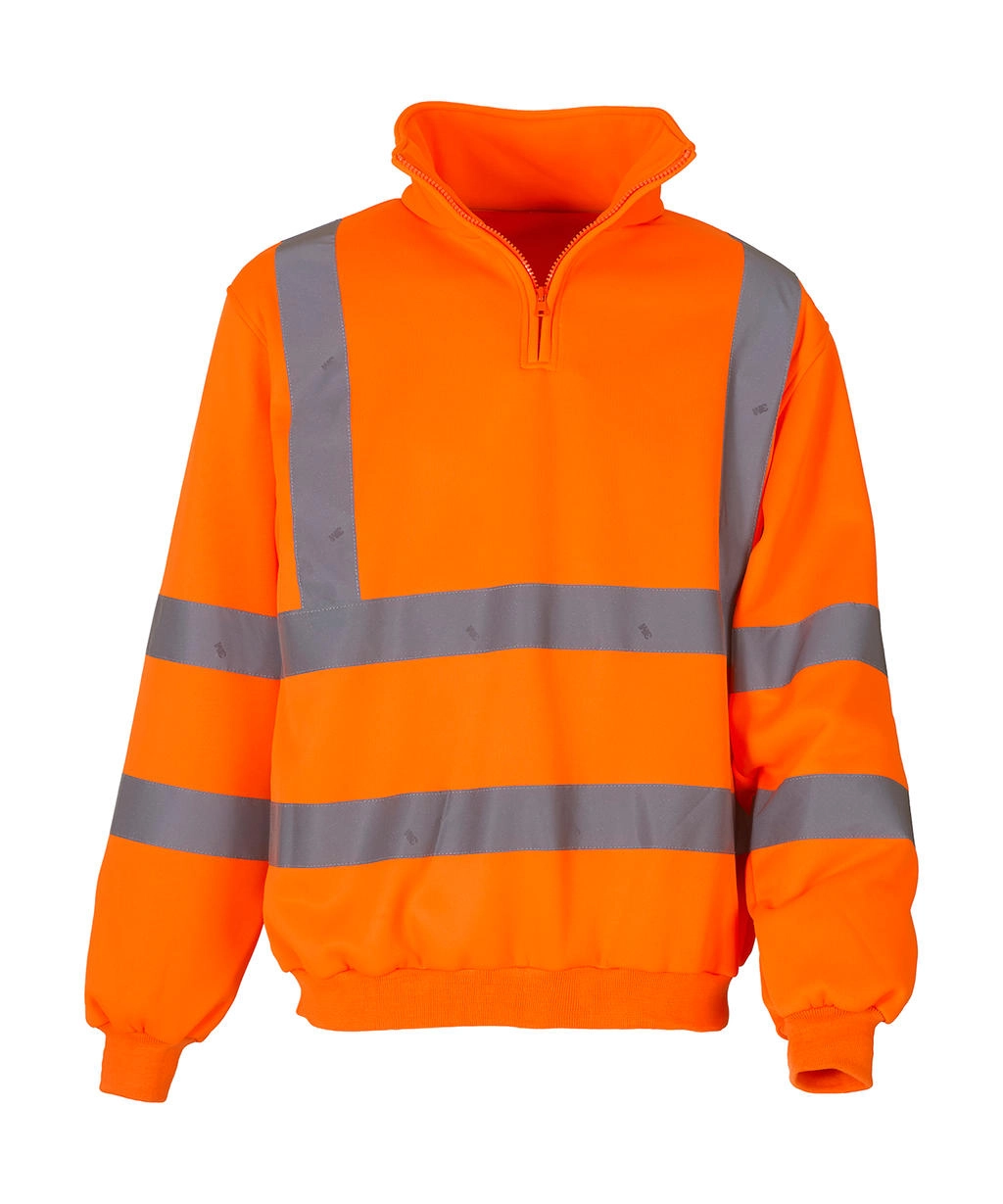 Fluo 1/4 Zip Sweat Shirt zum Besticken und Bedrucken in der Farbe Fluo Orange mit Ihren Logo, Schriftzug oder Motiv.