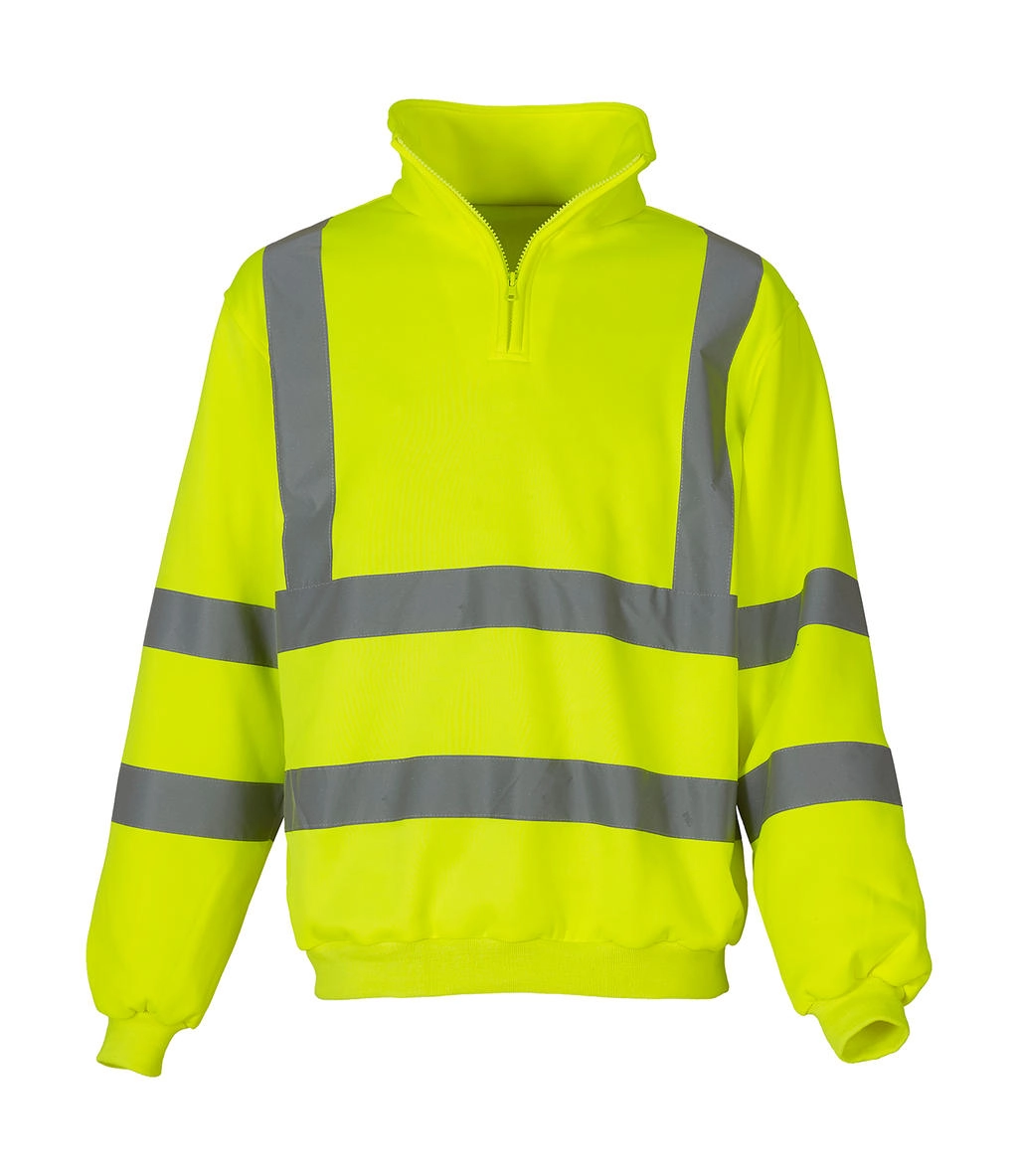 Fluo 1/4 Zip Sweat Shirt zum Besticken und Bedrucken in der Farbe Fluo Yellow mit Ihren Logo, Schriftzug oder Motiv.