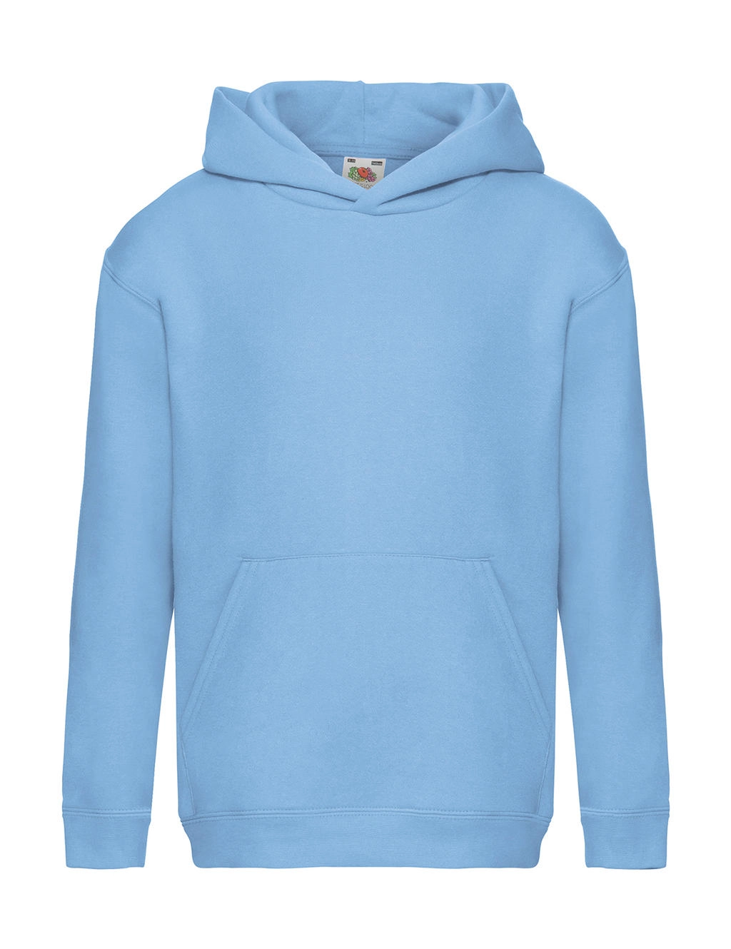 Kids` Premium Hooded Sweat zum Besticken und Bedrucken in der Farbe Sky Blue mit Ihren Logo, Schriftzug oder Motiv.