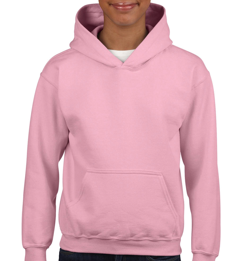 Heavy Blend Youth Hooded Sweat zum Besticken und Bedrucken in der Farbe Light Pink mit Ihren Logo, Schriftzug oder Motiv.