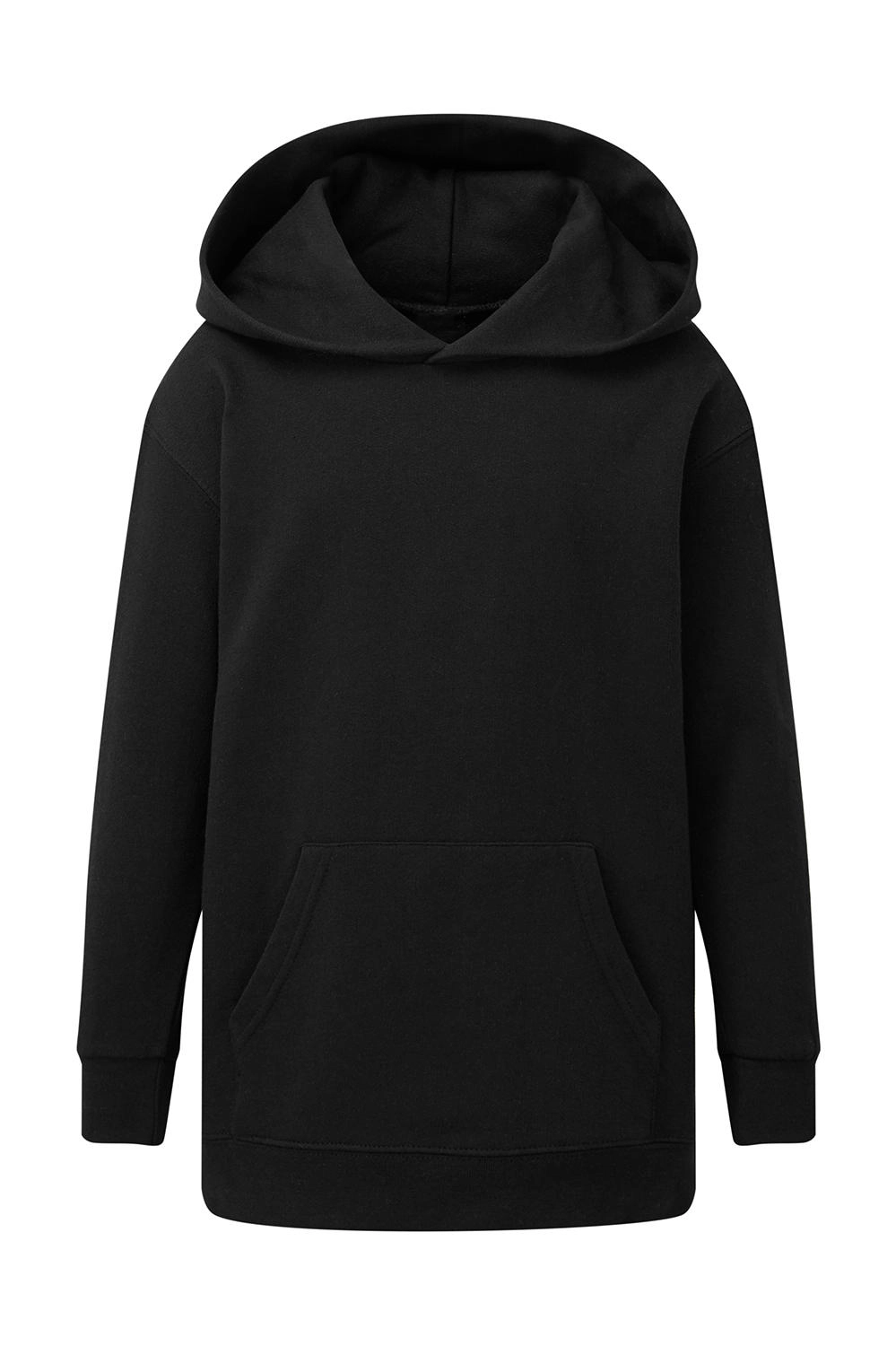 Hooded Sweatshirt Kids zum Besticken und Bedrucken in der Farbe Dark Black mit Ihren Logo, Schriftzug oder Motiv.