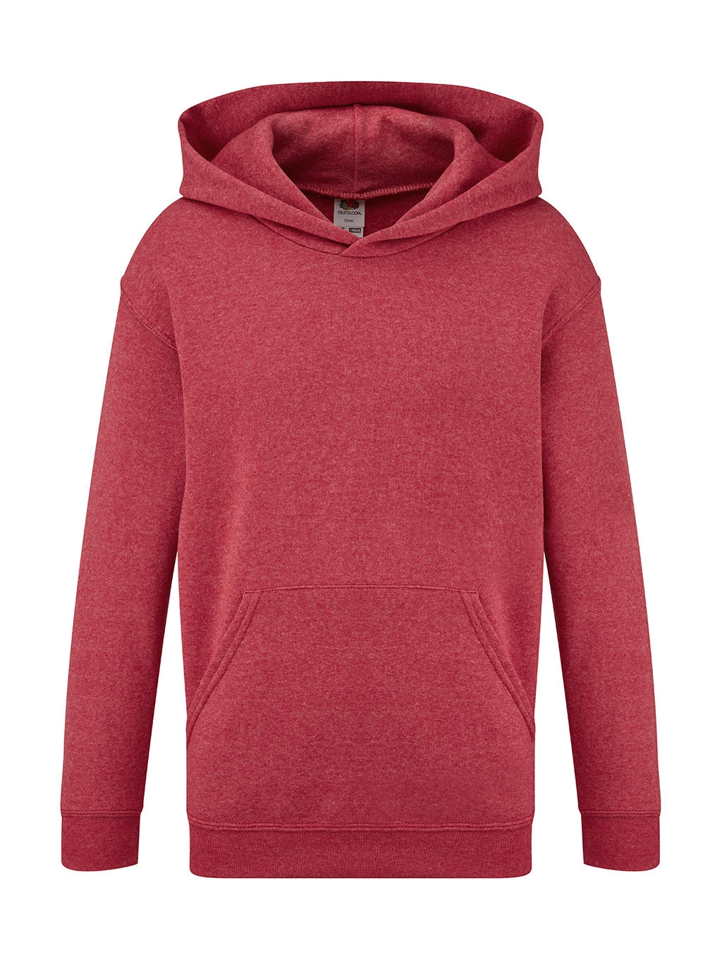Kids` Classic Hooded Sweat zum Besticken und Bedrucken in der Farbe Heather Red mit Ihren Logo, Schriftzug oder Motiv.