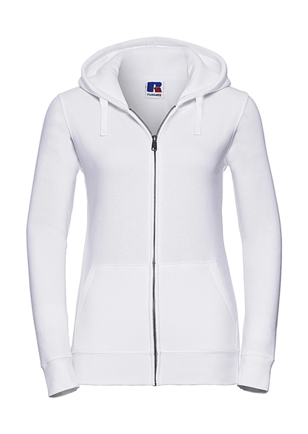 Ladies` Authentic Zipped Hood zum Besticken und Bedrucken in der Farbe White mit Ihren Logo, Schriftzug oder Motiv.