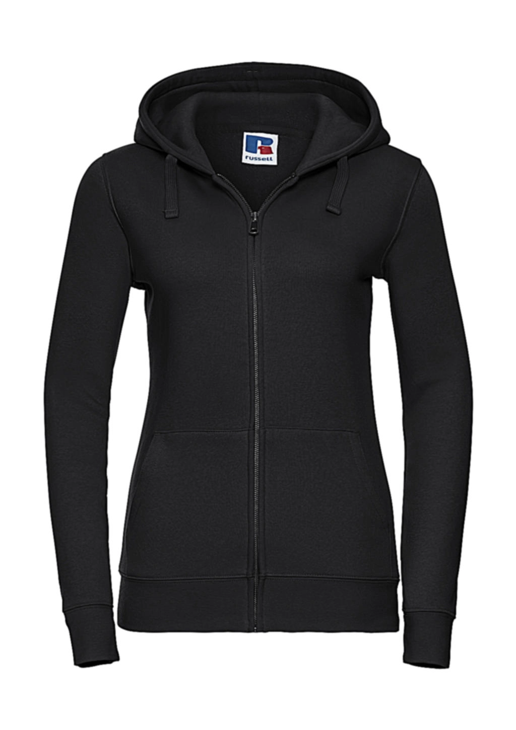 Ladies` Authentic Zipped Hood zum Besticken und Bedrucken in der Farbe Black mit Ihren Logo, Schriftzug oder Motiv.